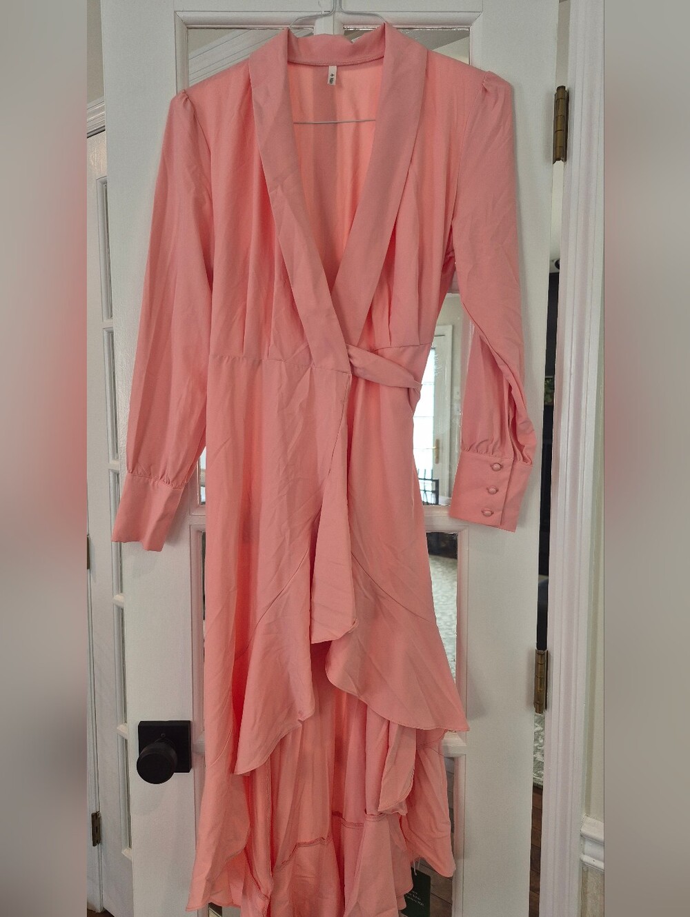 Halara Women’s Pink Wrap-Style Ruffle Dress NWT
